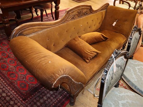 A Victorian scroll arm settee W.204cm